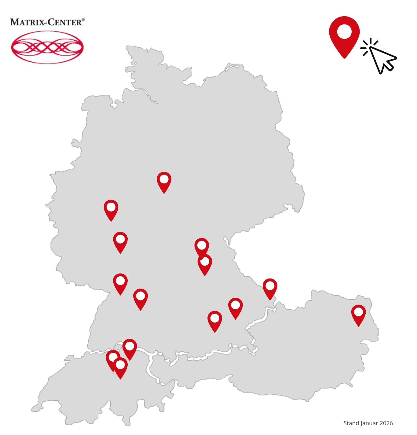 Landkarte Matrix Center Übersicht DACH-Region