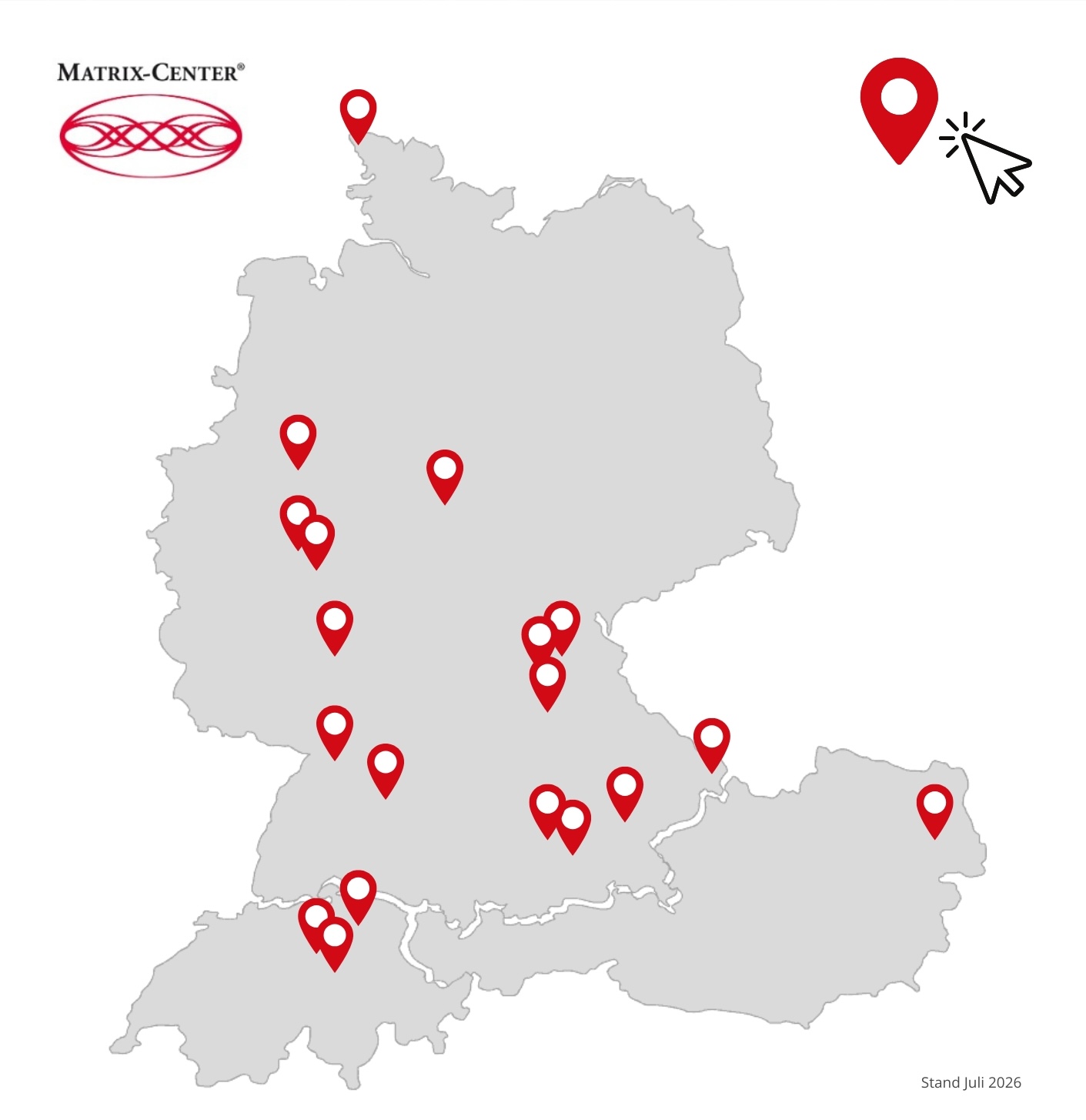 Landkarte Matrix Center Übersicht DACH-Region